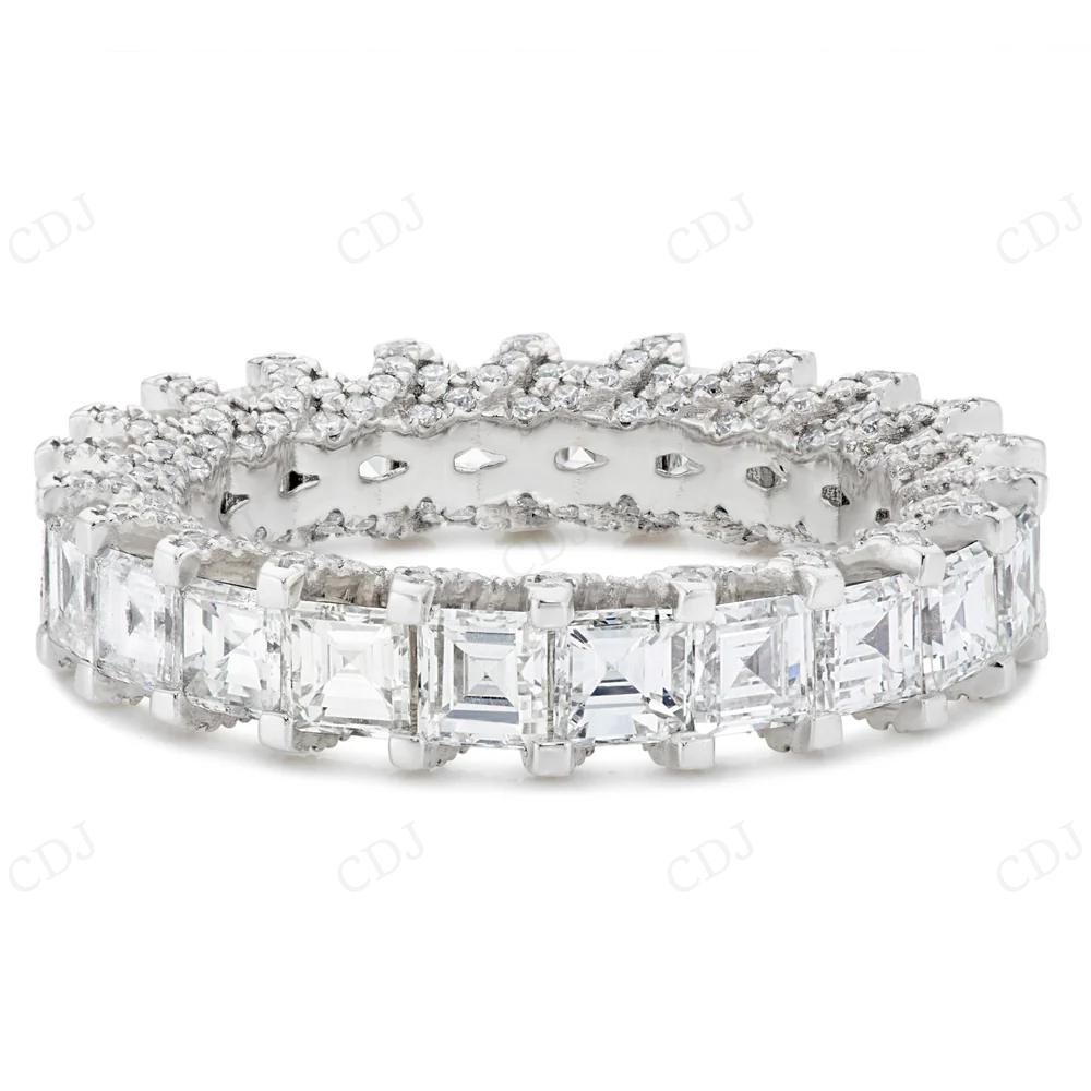 Sterling Silver Princess Moissanite Full Eternity Band Ring hip hop ring CustomDiamJewel