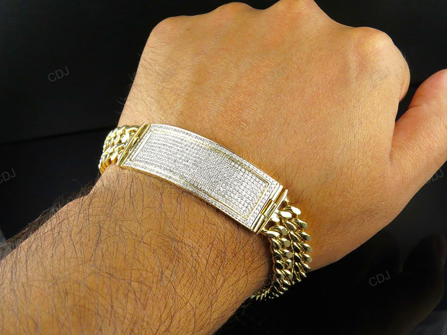 925 Sterling Silver Two String Mens Cuban Bracelet hip hop jewelry CustomDiamJewel