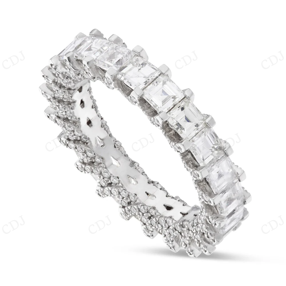 Sterling Silver Princess Moissanite Full Eternity Band Ring hip hop ring CustomDiamJewel