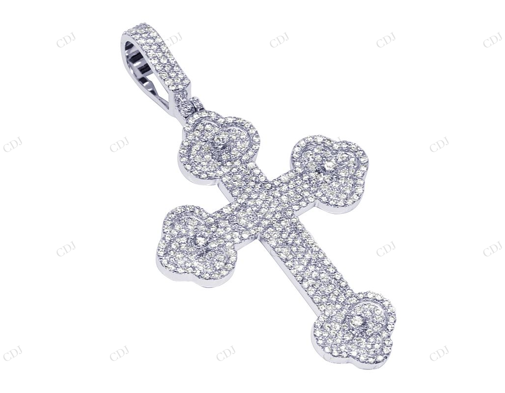 3.2 Inch Lab Grown Diamond 10K Gold Gothic Cross Pendant Hip Hop Pendent CustomDiamJewel