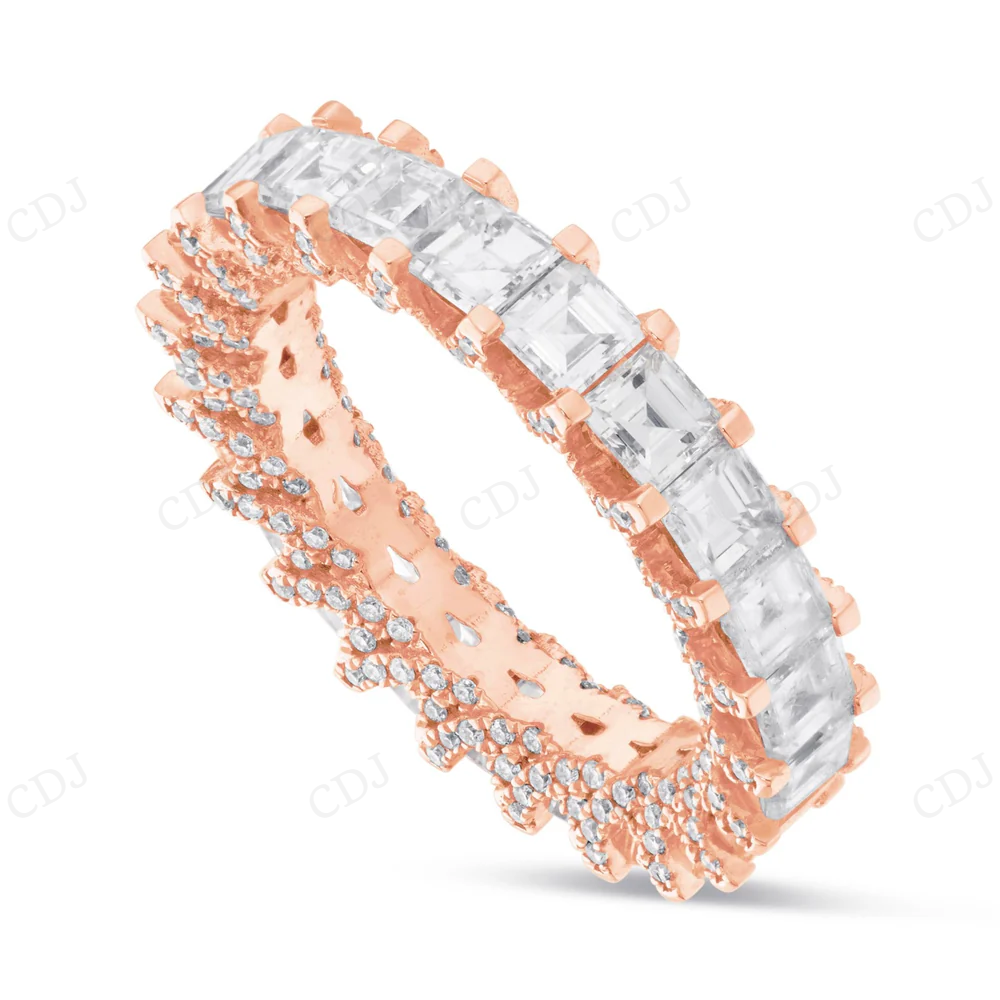 Sterling Silver Princess Moissanite Full Eternity Band Ring hip hop ring CustomDiamJewel