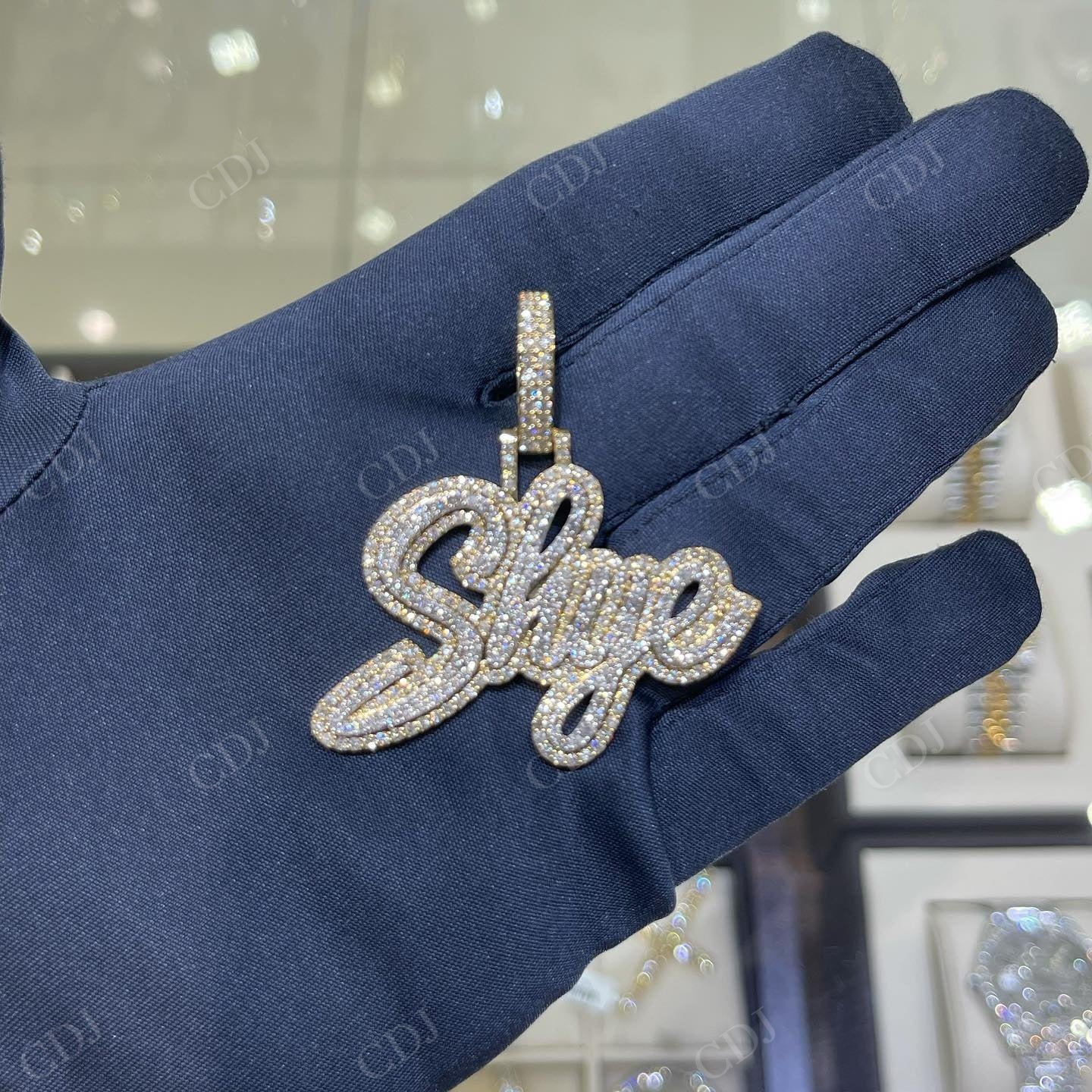 925 Silver Moissanite Studded "SHYE" Letter Pendant hip hop jewelry CustomDiamJewel   