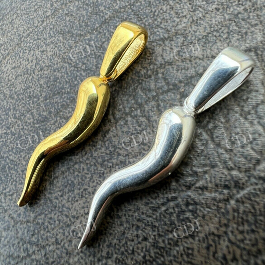 14K Gold Italian Cornicello Horn Pepper Pendant  customdiamjewel   