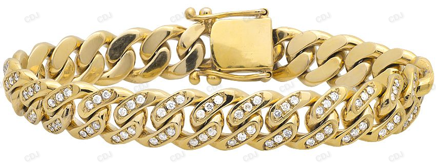 Three Stone Silver Moissanite Unisex Cuban Bracelet hip hop jewelry CustomDiamJewel