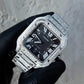Black Plate Small Bezel Cartier Santos Moissanite Watch customdiamjewel