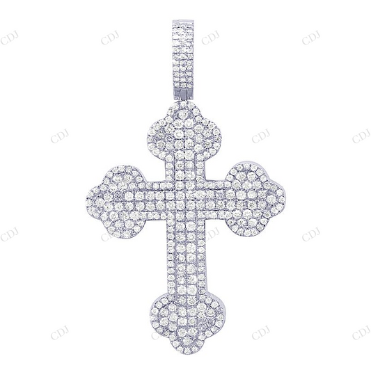 2.1 Inch Clover Cross Lab Grown Diamond Pendant In White Gold Hip Hop Pendent CustomDiamJewel