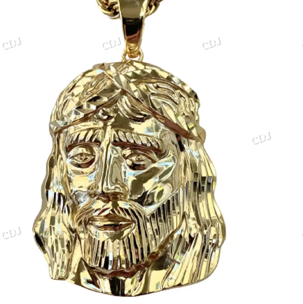 Sterling Silver Gold Plated Jesus Pendant hip hop jewelry CustomDiamJewel