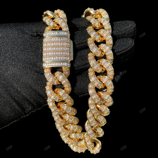 VVS Moissanite 925 Silver Bubble Cuban Chain CustomDiamJewel