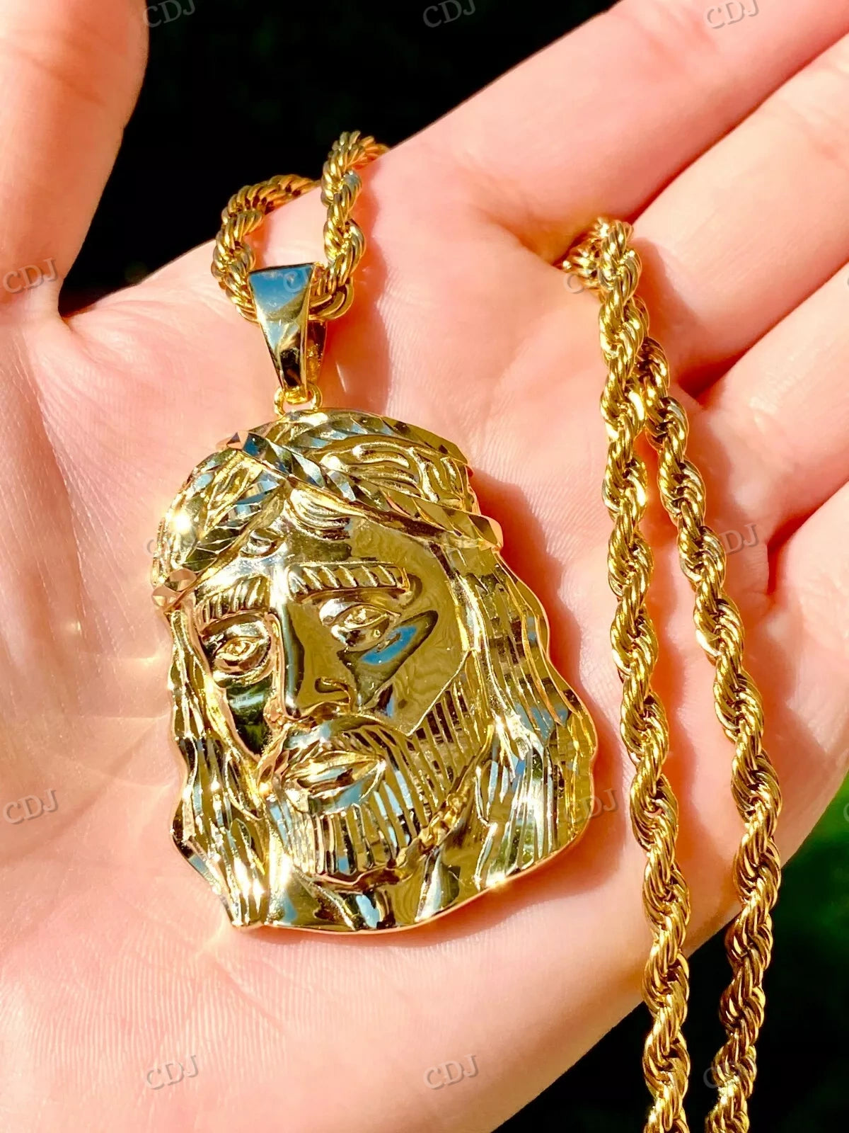Sterling Silver Gold Plated Jesus Pendant hip hop jewelry CustomDiamJewel