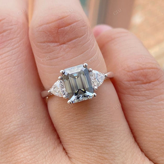 Emerald Cut Lab Grown Diamond Three Stone Ring customdiamjewel