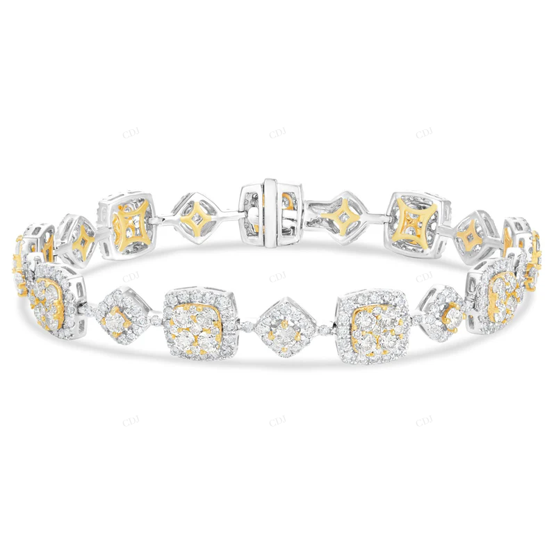 14K Yellow Gold VVS Moissanite Unique Trendy Bracelet For Women CustomDiamJewel