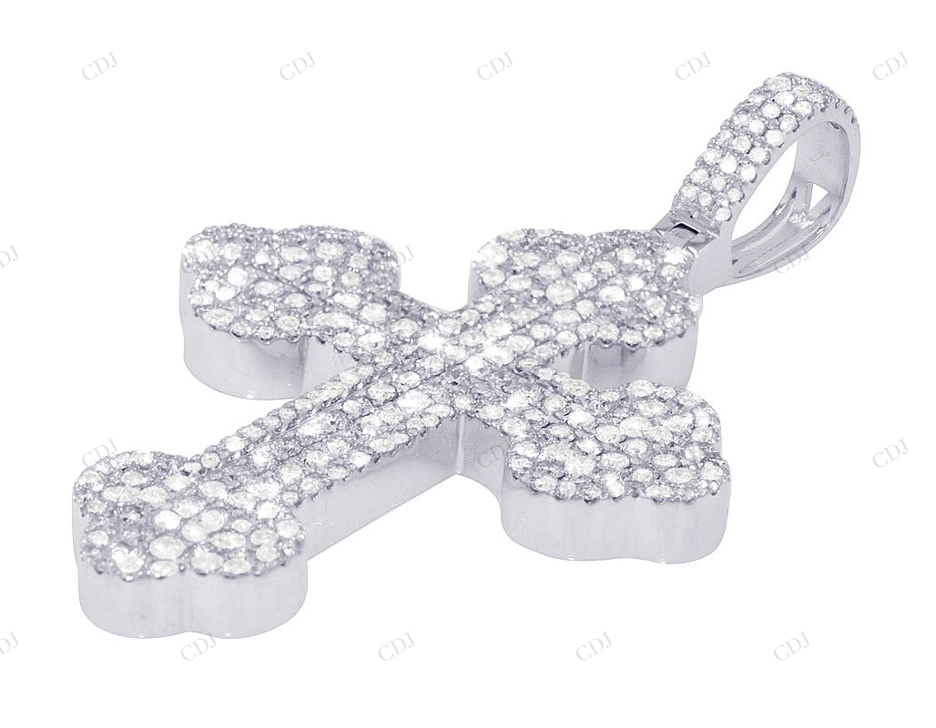 2.1 Inch Clover Cross Lab Grown Diamond Pendant In White Gold Hip Hop Pendent CustomDiamJewel