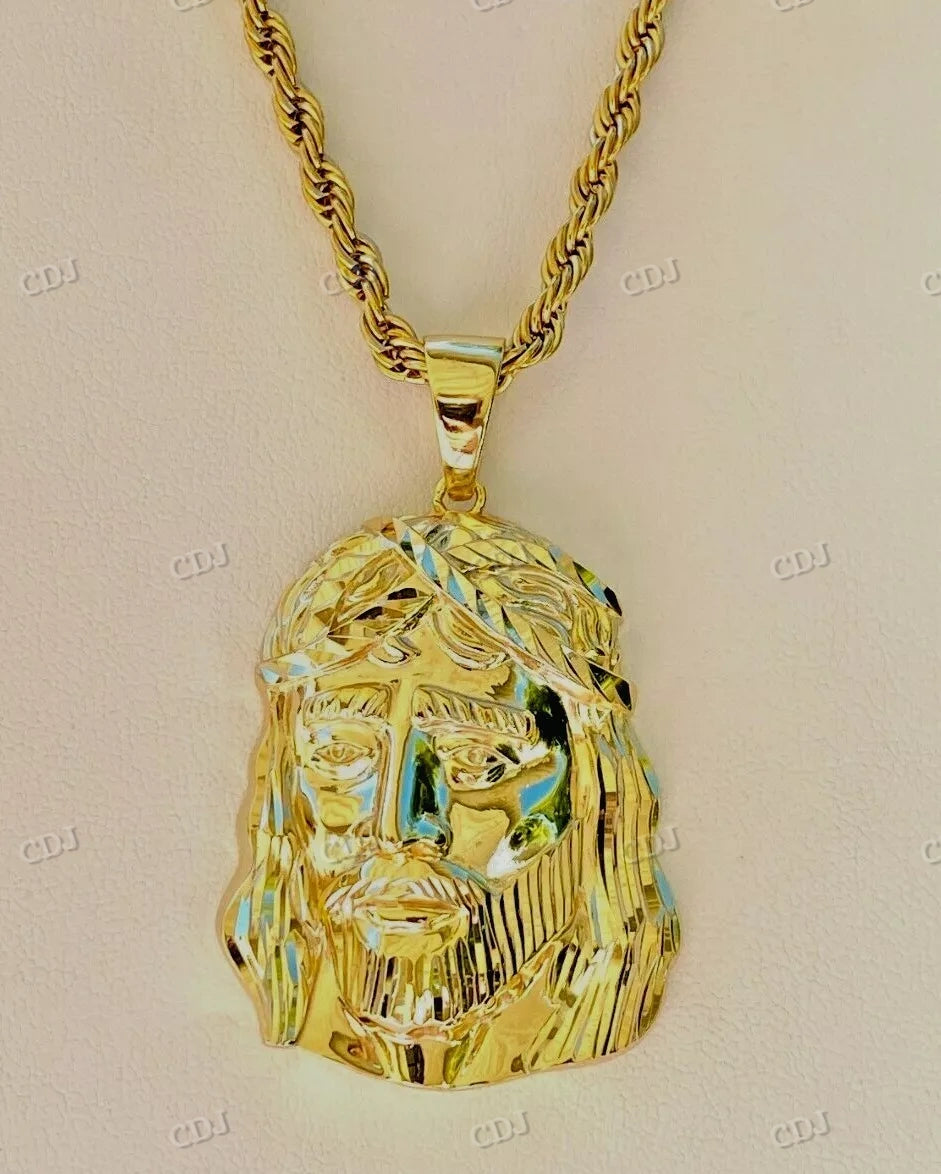 Sterling Silver Gold Plated Jesus Pendant hip hop jewelry CustomDiamJewel