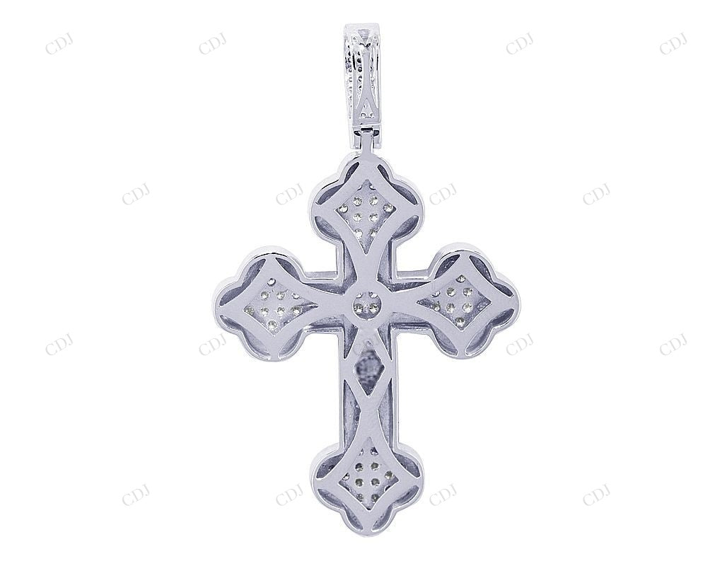 2.1 Inch Clover Cross Lab Grown Diamond Pendant In White Gold Hip Hop Pendent CustomDiamJewel