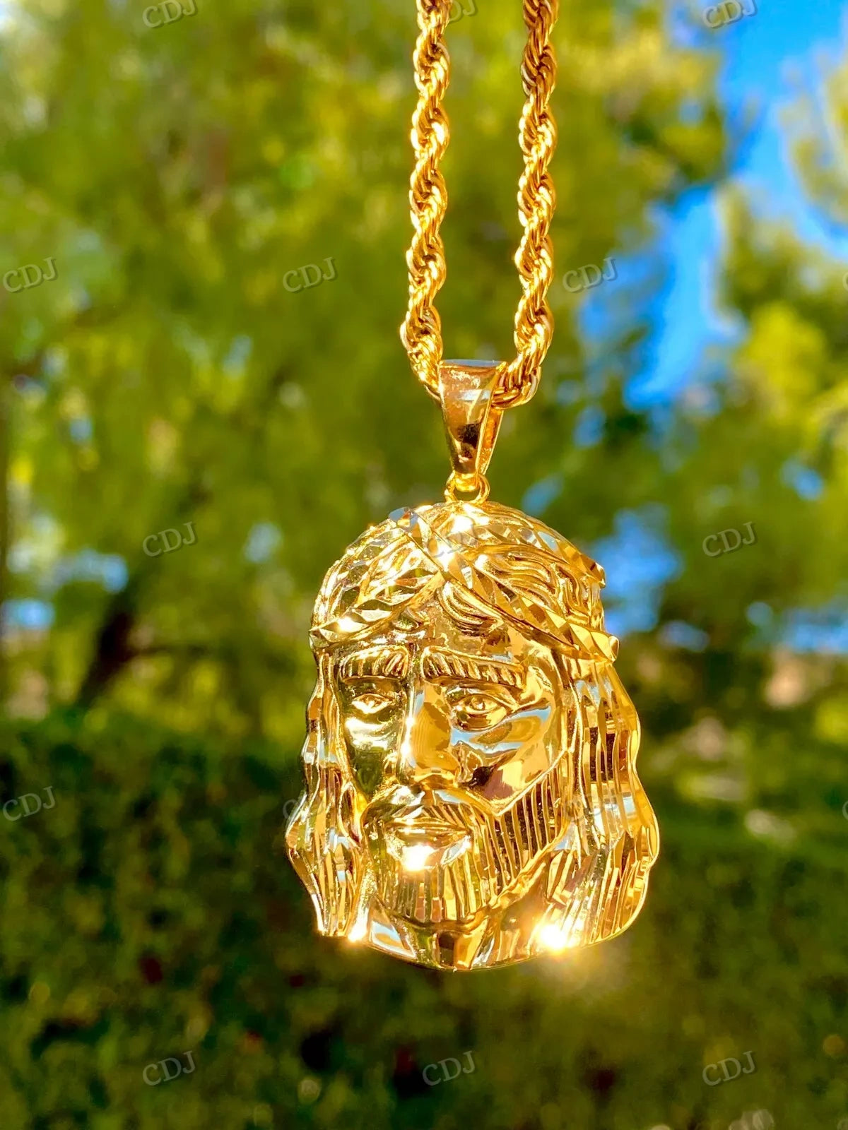 Sterling Silver Gold Plated Jesus Pendant hip hop jewelry CustomDiamJewel