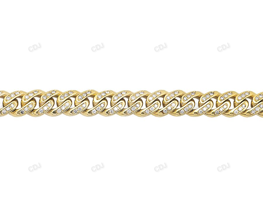 Three Stone Silver Moissanite Unisex Cuban Bracelet hip hop jewelry CustomDiamJewel