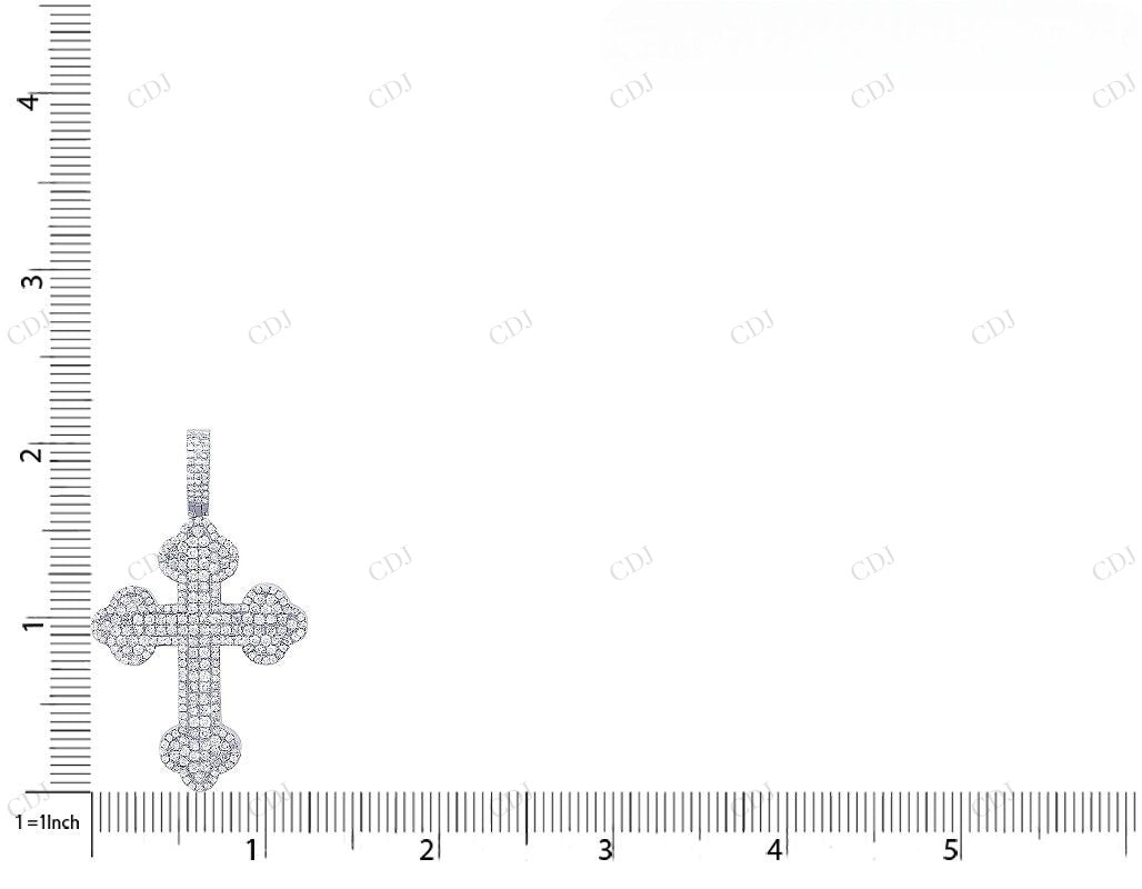 2.1 Inch Clover Cross Lab Grown Diamond Pendant In White Gold Hip Hop Pendent CustomDiamJewel