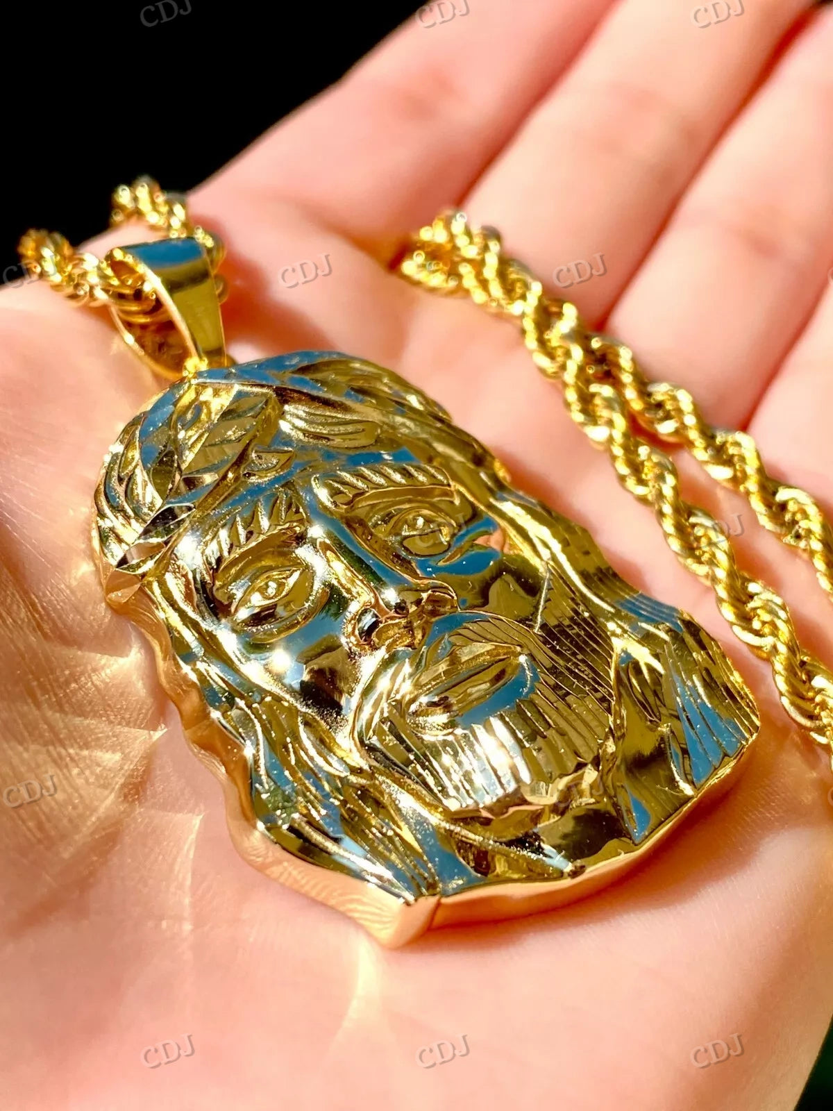Sterling Silver Gold Plated Jesus Pendant hip hop jewelry CustomDiamJewel