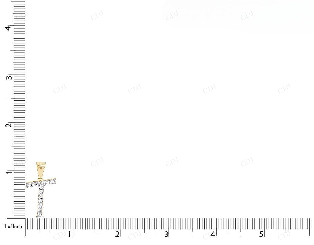 0.33 CTW 10K Gold Diamond T Initial Pendant CustomDiamJewel