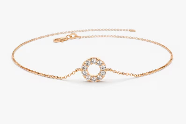 0.09CTW Moissanite Round Disc Diamond Bracelet  customdiamjewel Sterling Silver Rose Gold VVS-EF