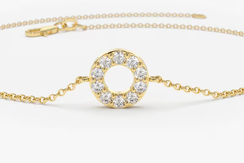 0.09CTW Moissanite Round Disc Diamond Bracelet  customdiamjewel   