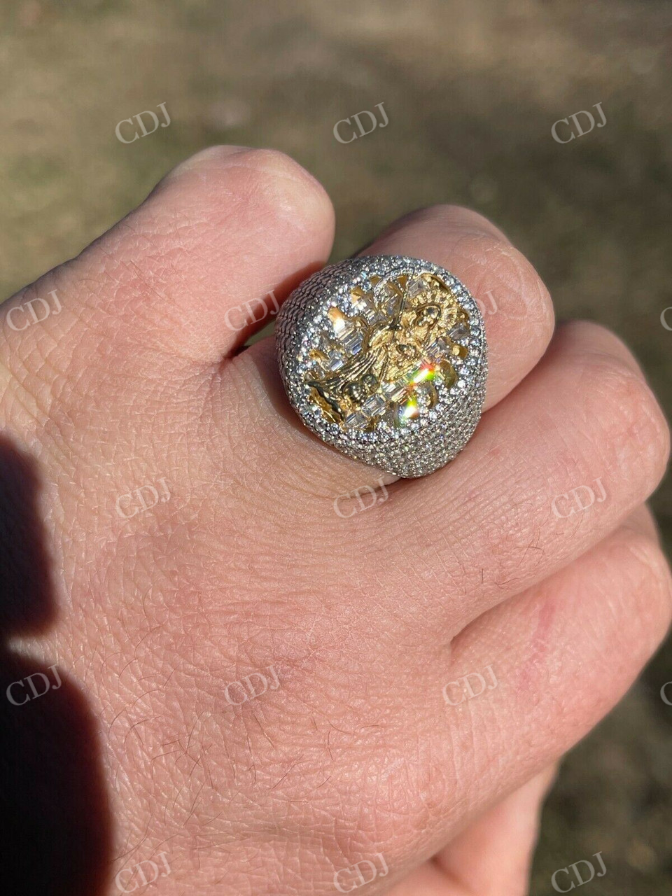 Grim Reaper Santa Muerte Diamond Iced Ring  customdiamjewel   
