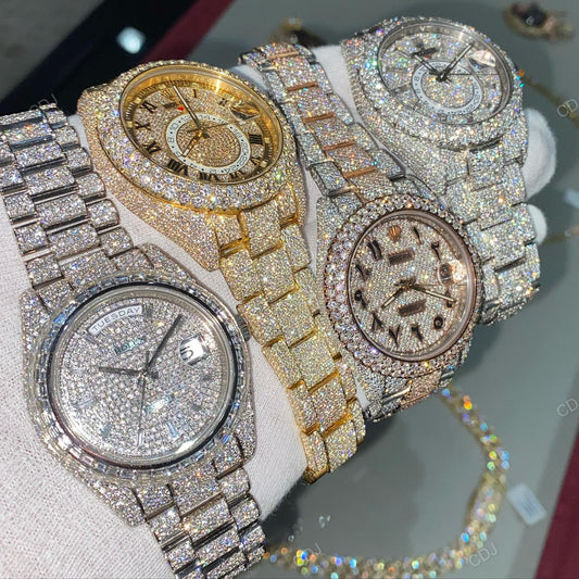 Fully Iced Out Moissanite Diamond Set Rolex Hip Hop Rapper Men Watch hip hop jewelry CustomDiamJewel