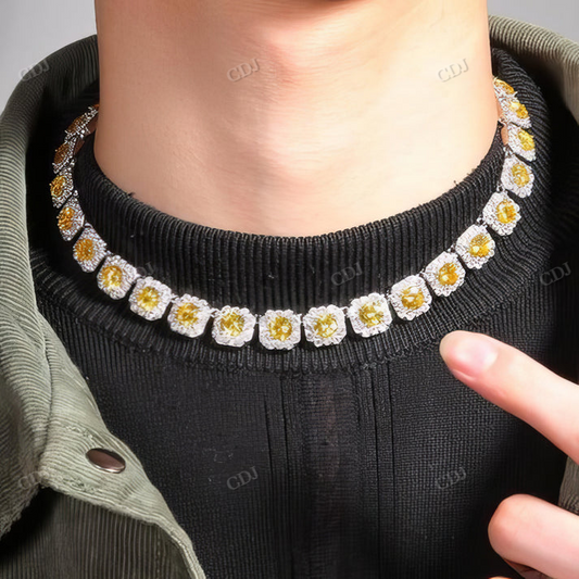 Clustered Color Diamonds White Gold Tennis Chain hip hop jewelry CustomDiamJewel