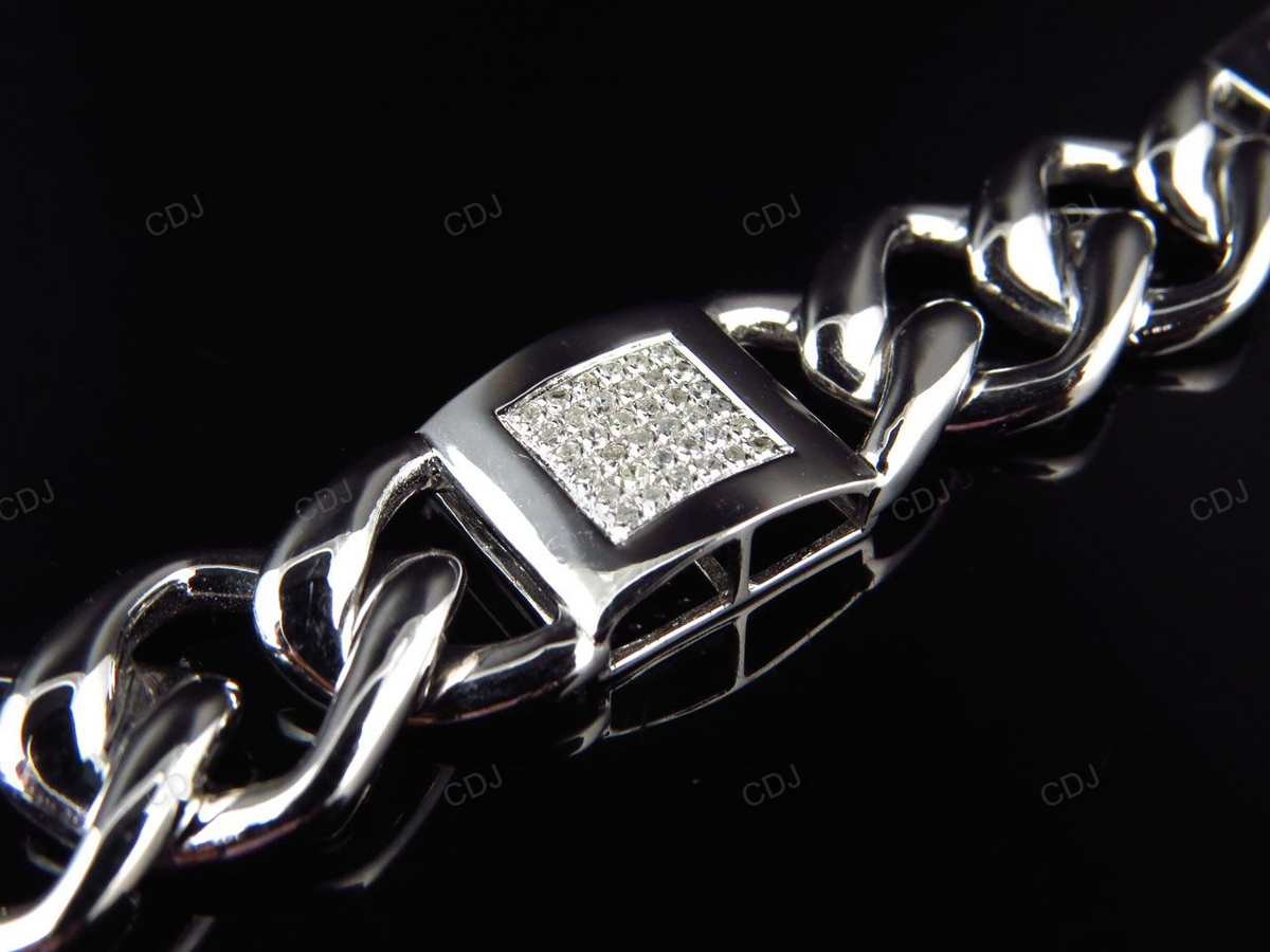 Custom Designed Silver Moissanite Cuban Bracelet hip hop jewelry CustomDiamJewel