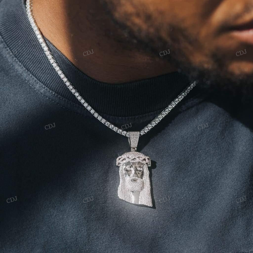 Hip Hop Gold Plated Moissanite Jesus Pendant hip hop jewelry CustomDiamJewel