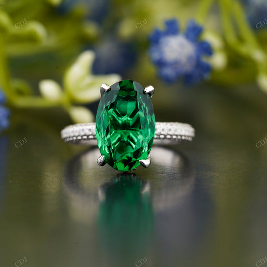Oval Green Pavé Moissanite Ring customdiamjewel