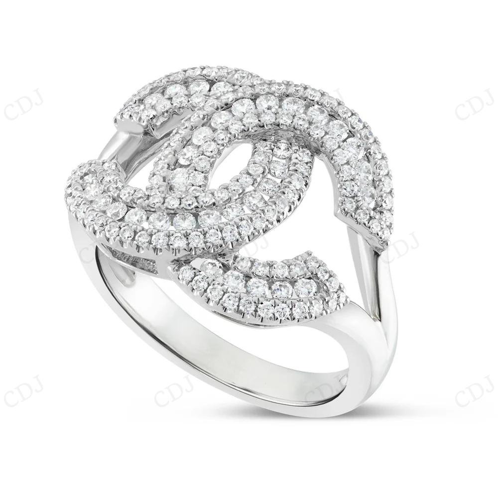 18K White Gold Moissanite CC Diamond Statement Ring hip hop jewelry CustomDiamJewel