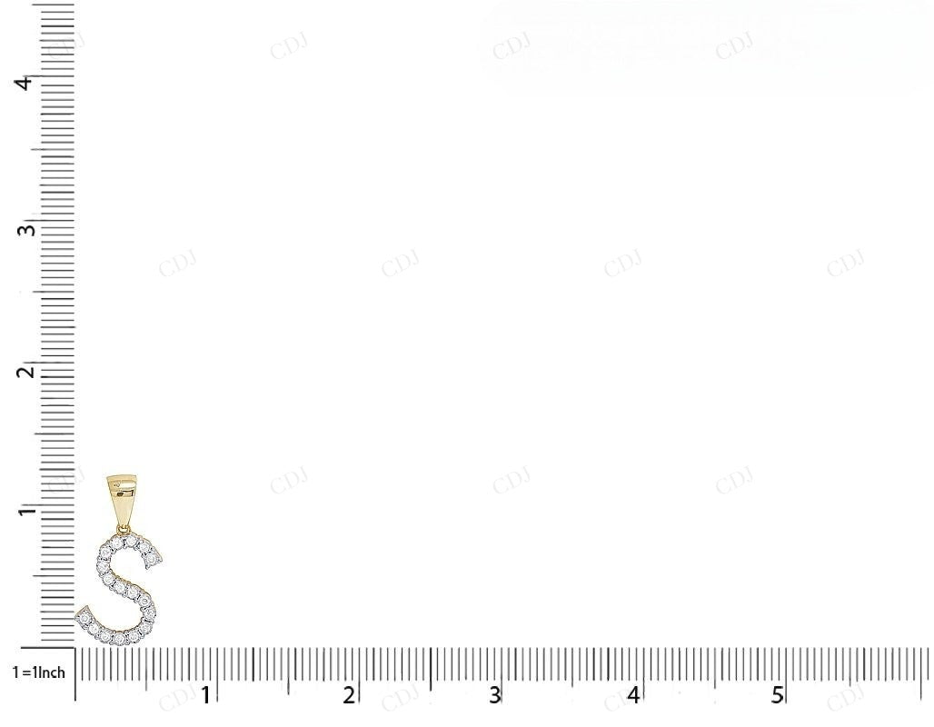 1.1" Natural Diamond 10K Gold S Letter Pendant CustomDiamJewel