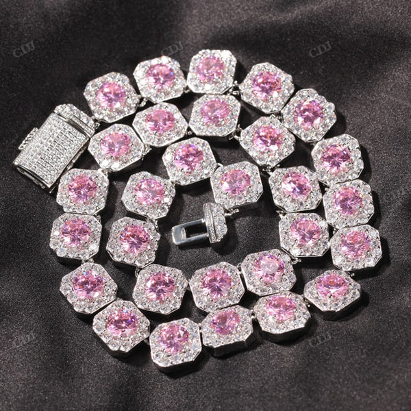 Clustered Color Diamonds White Gold Tennis Chain hip hop jewelry CustomDiamJewel