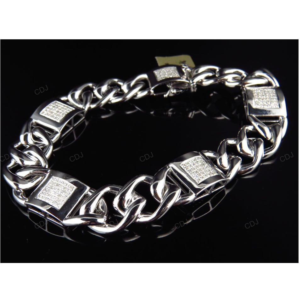 Custom Designed Silver Moissanite Cuban Bracelet hip hop jewelry CustomDiamJewel