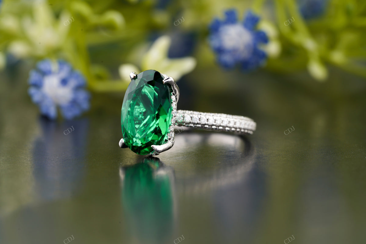 Oval Green Pavé Moissanite Ring customdiamjewel