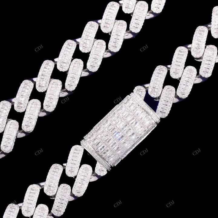 925 Silver Miami Cuban Link Moissanite Chain CustomDiamJewel