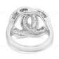 18K White Gold Moissanite CC Diamond Statement Ring hip hop jewelry CustomDiamJewel