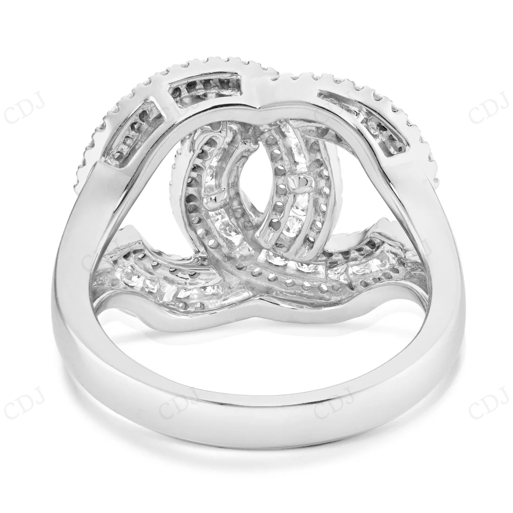 18K White Gold Moissanite CC Diamond Statement Ring hip hop jewelry CustomDiamJewel