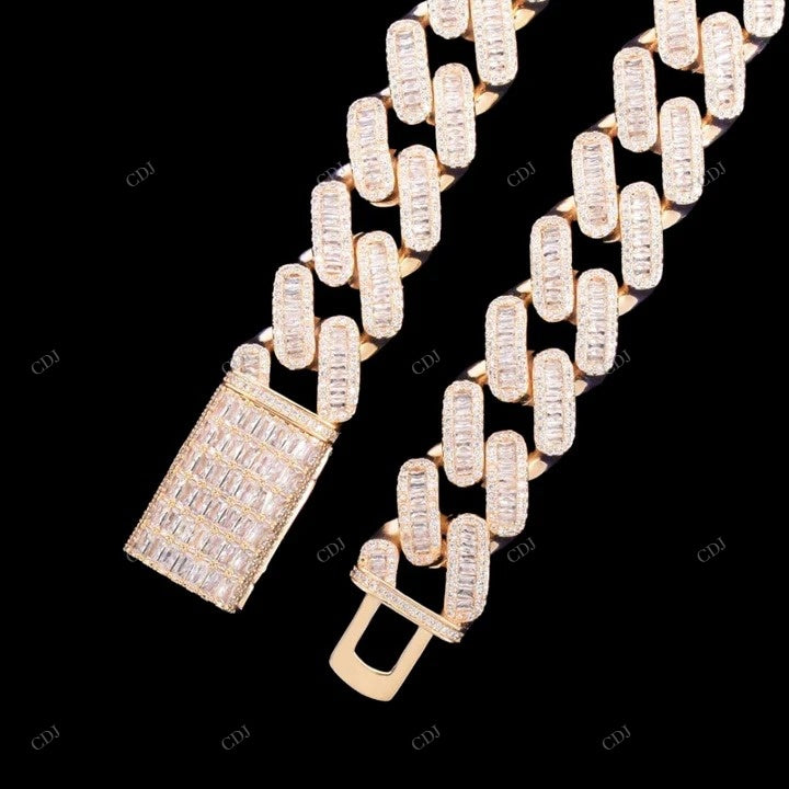 925 Silver Miami Cuban Link Moissanite Chain CustomDiamJewel
