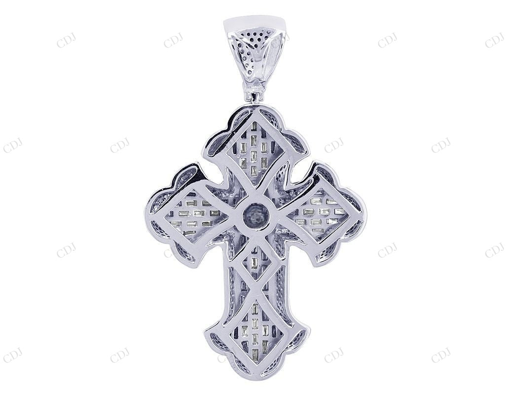 2 Inch Lab Grown Diamond 10k White Gold Cross Pendant Hip Hop Pendent CustomDiamJewel