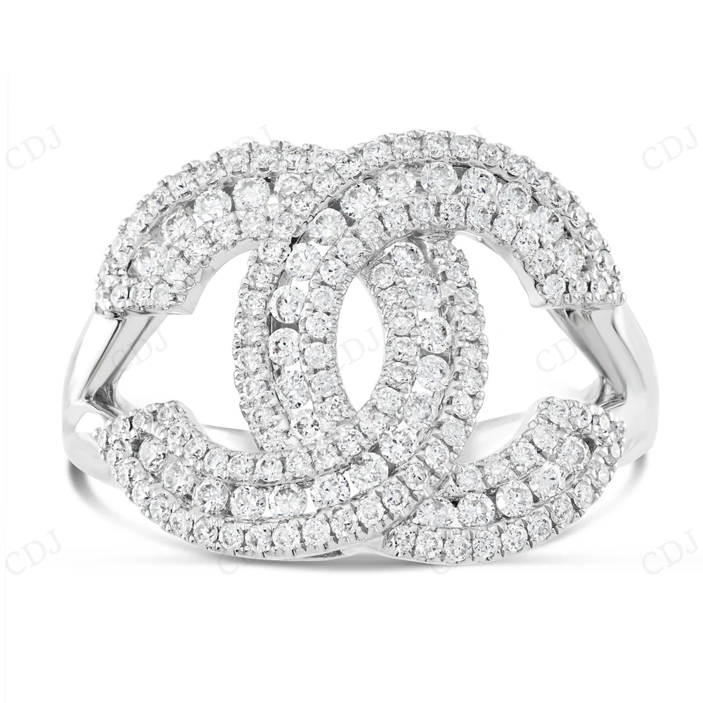 18K White Gold Moissanite CC Diamond Statement Ring hip hop jewelry CustomDiamJewel