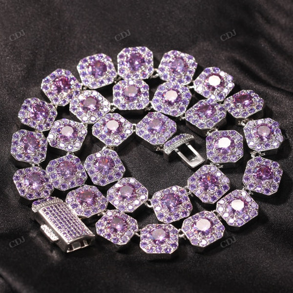 Clustered Color Diamonds White Gold Tennis Chain hip hop jewelry CustomDiamJewel