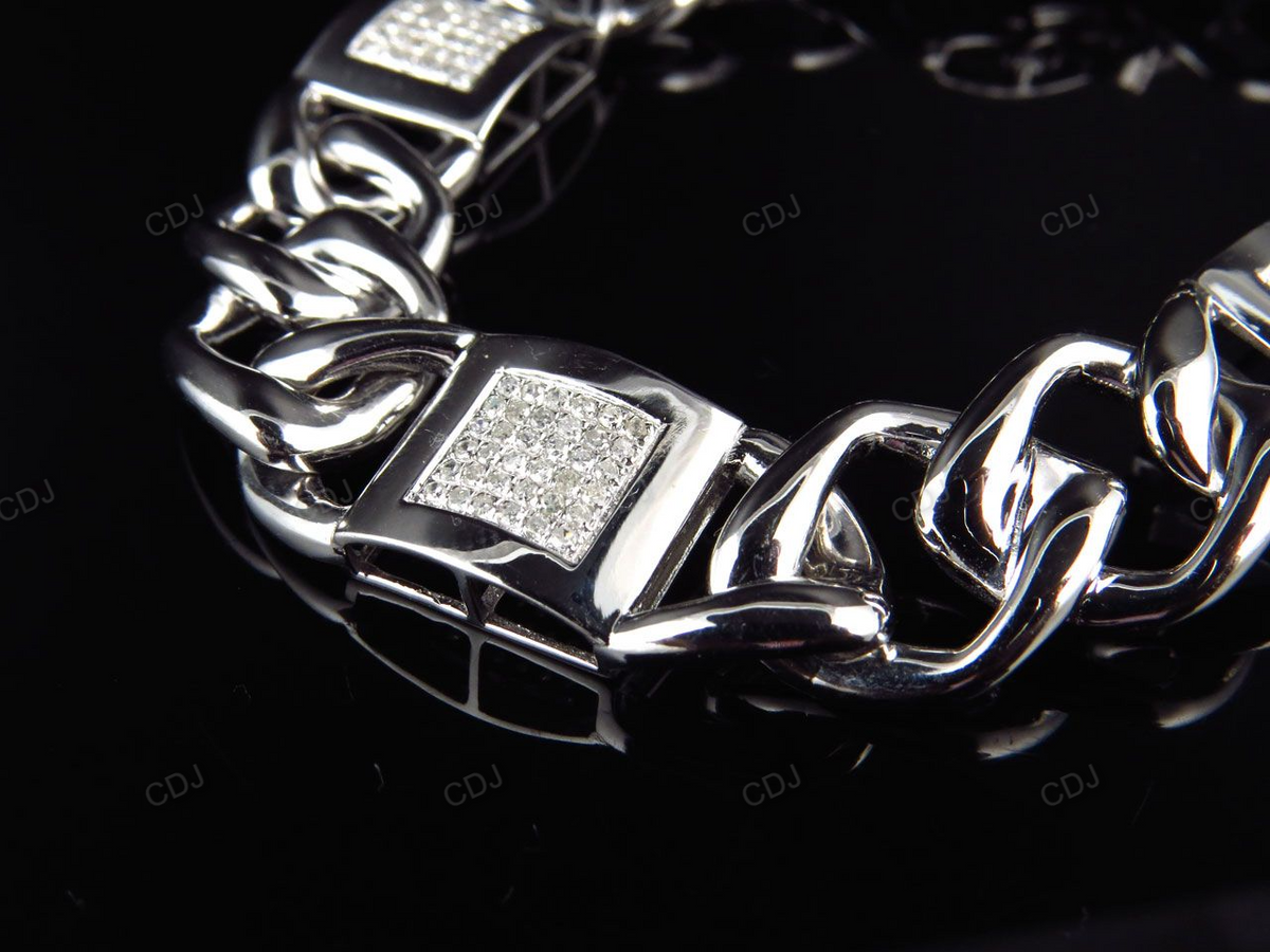 Custom Designed Silver Moissanite Cuban Bracelet hip hop jewelry CustomDiamJewel