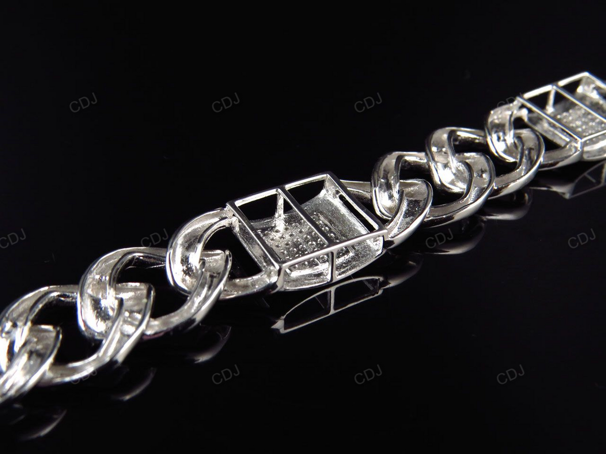 Custom Designed Silver Moissanite Cuban Bracelet hip hop jewelry CustomDiamJewel