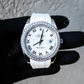 Diamond On Bezel Rolex White Rubber Belt Simple Watch customdiamjewel