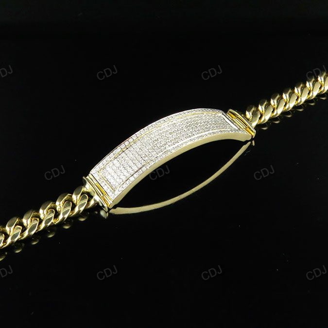 Silver Moissanite Trendy ID Cuban Bracelet For Mens hip hop jewelry CustomDiamJewel