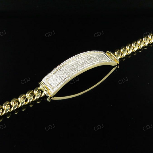 Silver Moissanite Trendy ID Cuban Bracelet For Mens hip hop jewelry CustomDiamJewel