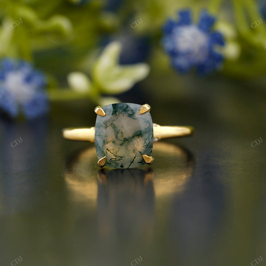 Cushion Moss Agate Solitaire Ring customdiamjewel