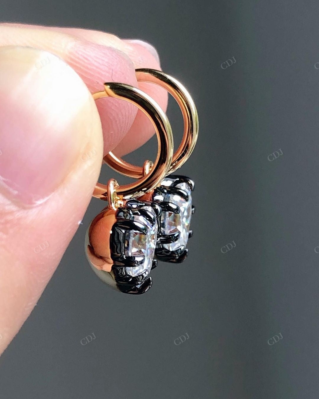 Heart Cut Lab Grown Diamond Gold Earrings customdiamjewel
